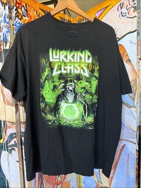 Lurking class Men’s Black Graphic Tee with Neon Green Print